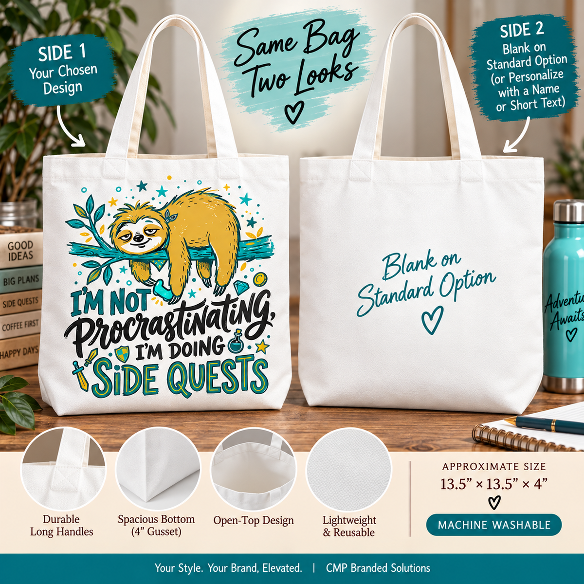 Personalized Sublimation Tote Bag | Reusable Polyester Shopping Bag