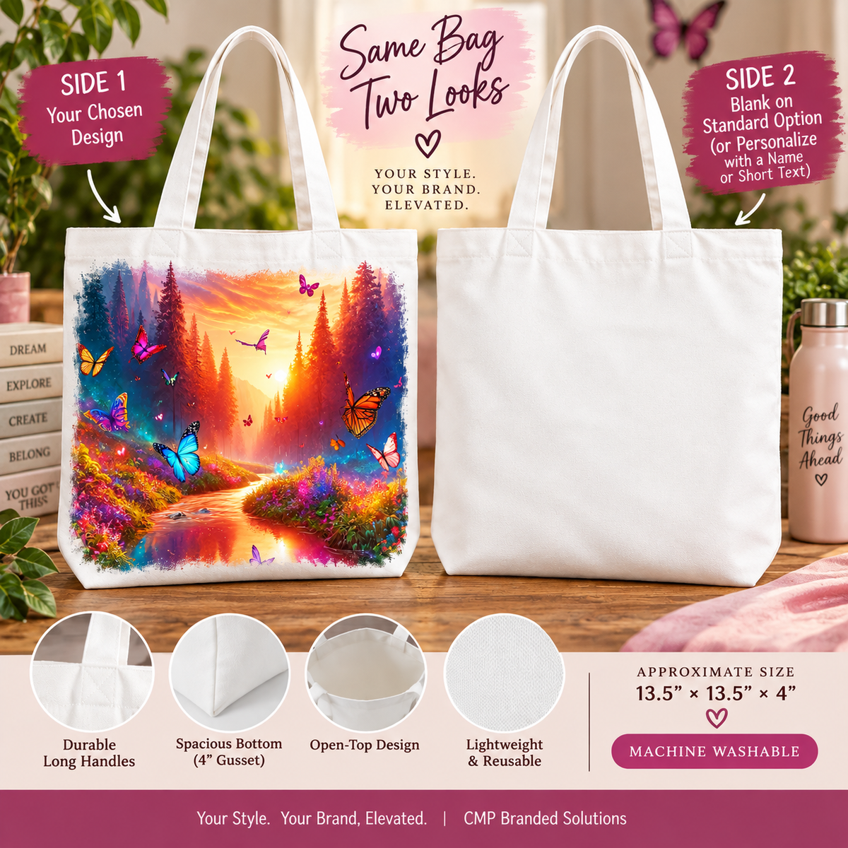 Personalized Sublimation Tote Bag | Reusable Polyester Shopping Bag