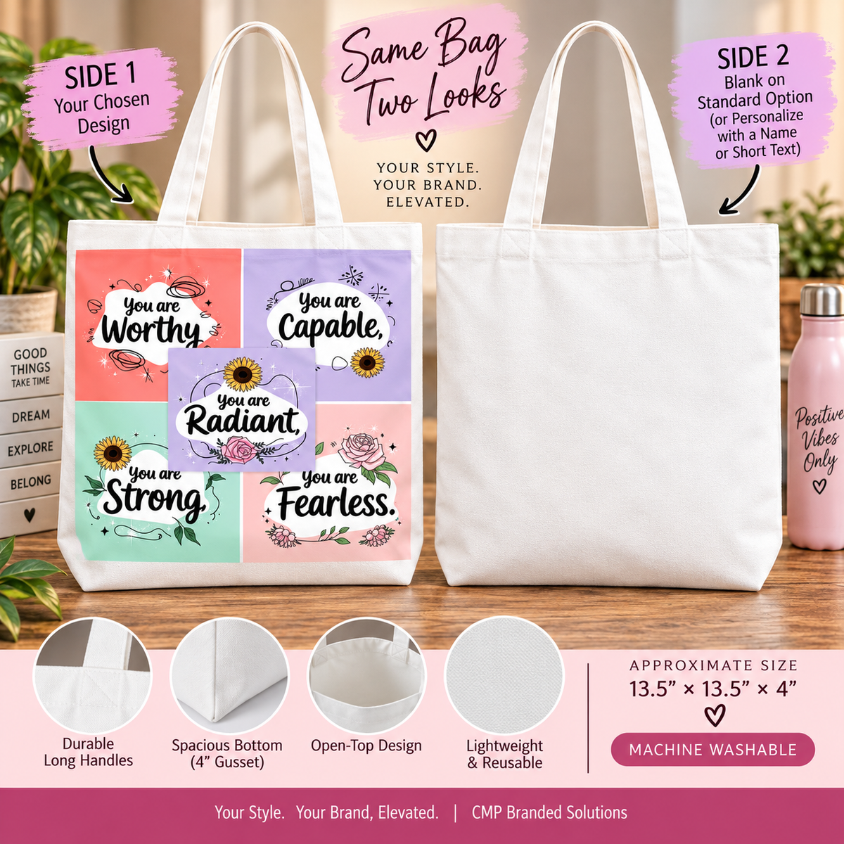 Personalized Sublimation Tote Bag | Reusable Polyester Shopping Bag