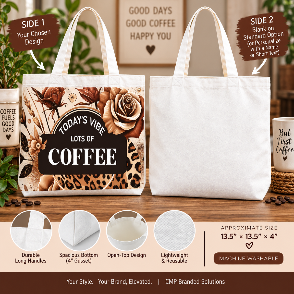 Personalized Sublimation Tote Bag | Reusable Polyester Shopping Bag