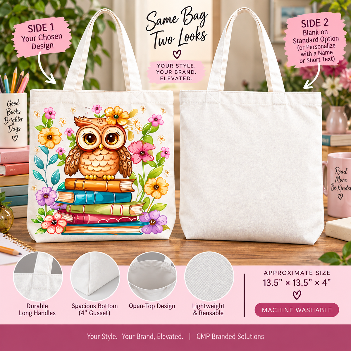 Personalized Sublimation Tote Bag | Reusable Polyester Shopping Bag