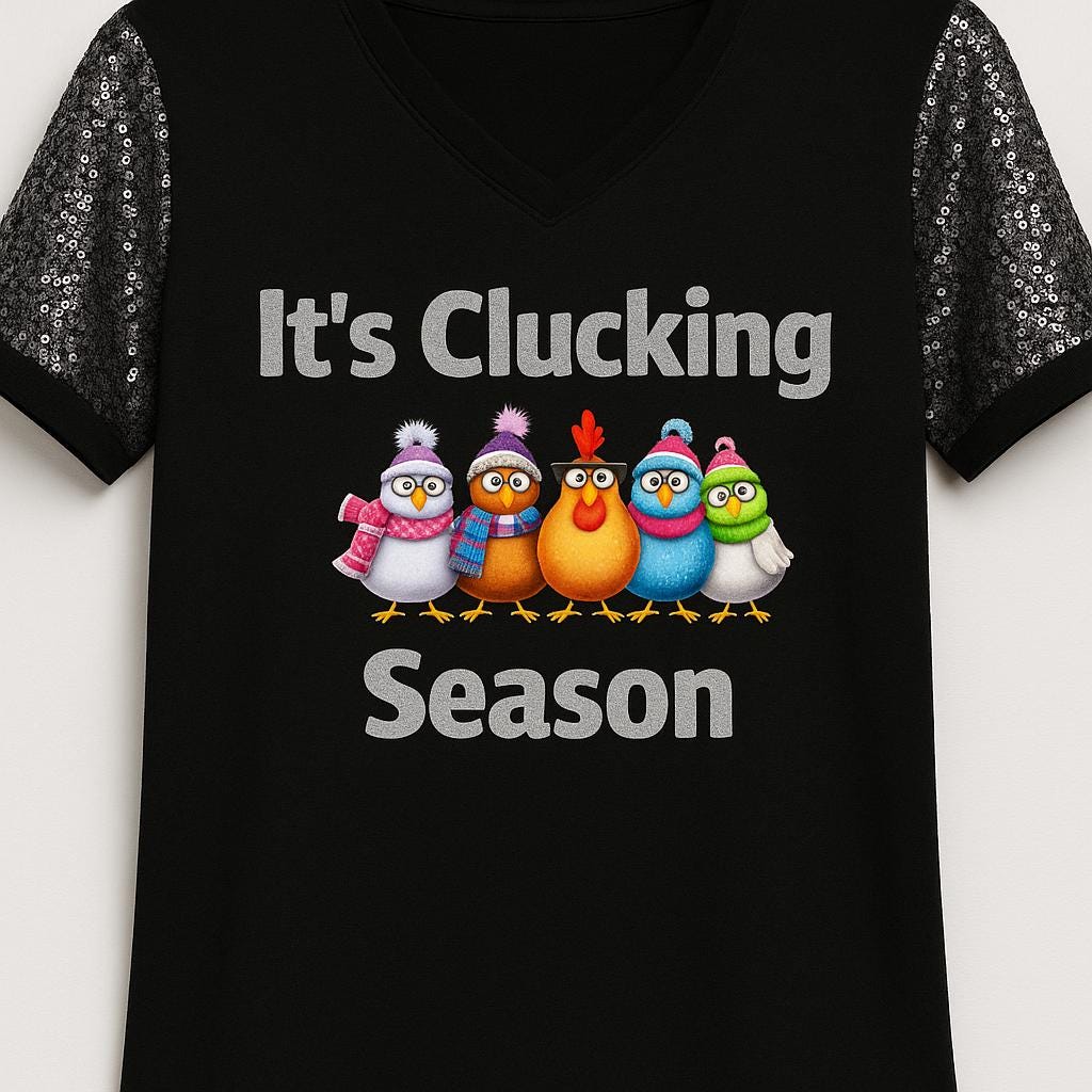 It's Clucking Season Winter Chicken Shirt